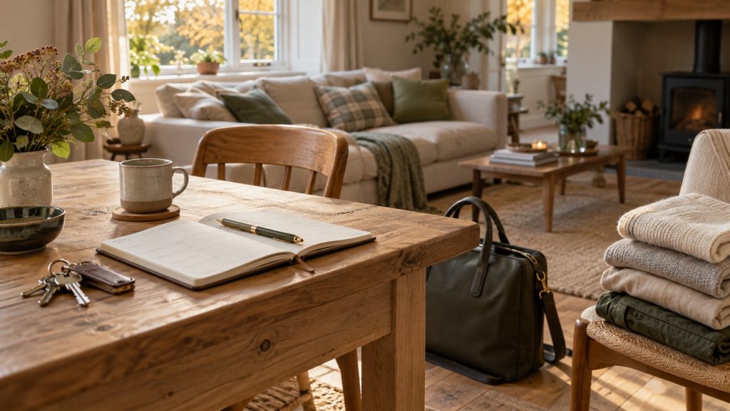 Sunday Reset Routine: An Easy Checklist for the Week Ahead Sunday reset routine with a planner, keys, work bag and folded clothes in a tidy home